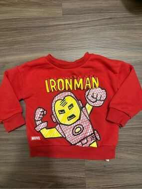 Marvel Red Iron Man Kids SweatShirt with Yellow Graphic size 9/12M